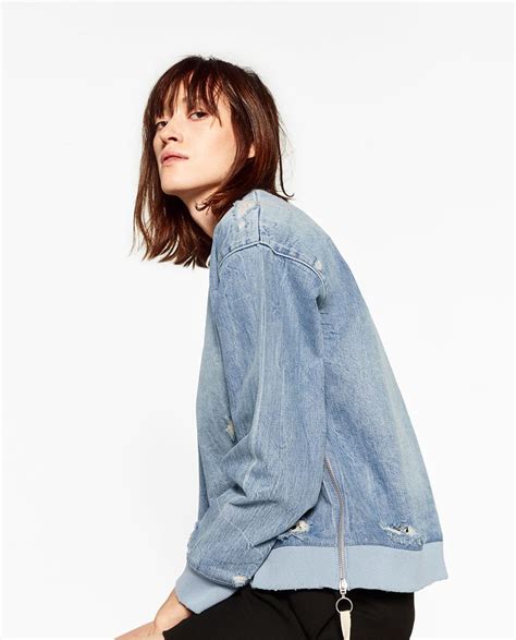 zara denim hoodie.